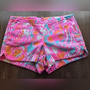 Lilly Pulitzer Vibrant Patterned Shorts Size 12 Vacation Cruise Preppy Beach